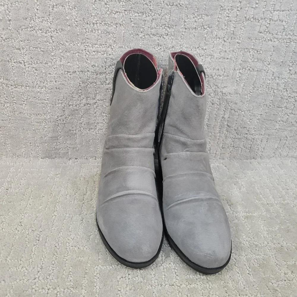The North Face Womens Size 7 Bridgeton Wedge Zip Gray Waterproof Suede Boots NEW